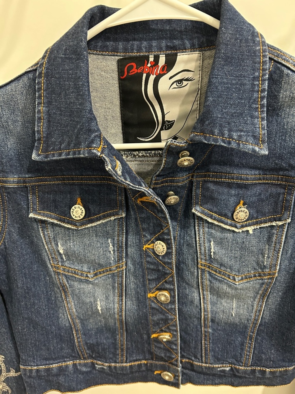 Bebina Cropped Embellished Denim Jacket |Size Small - Picture 3 of 16